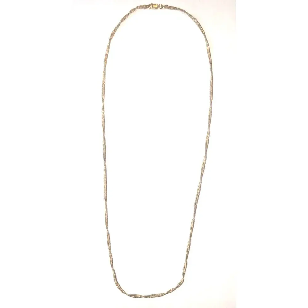 Gold-Tone 925 Sterling Silver 24 inch Two-Strand Snake Chain Necklace Italy VTG